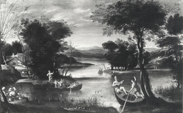 A. Villani e Figli — Zampieri Domenico - sec. XVII - Paesaggio con figure — insieme